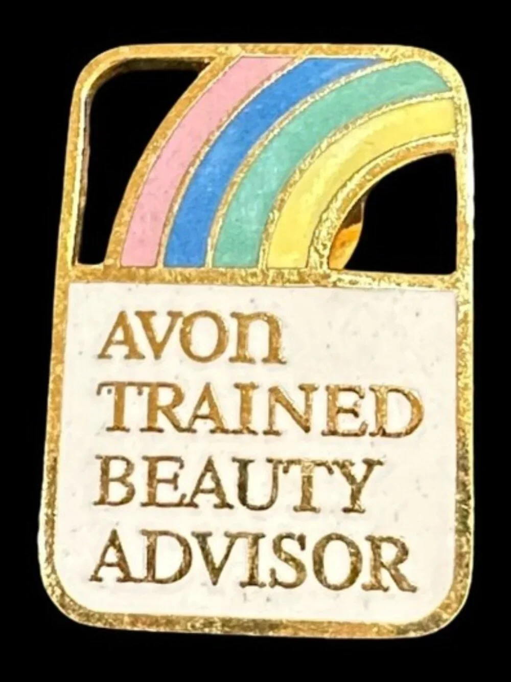 Avon Gold Beauty Advisor Pin with Rainbow Accents Vintage 80s 90s